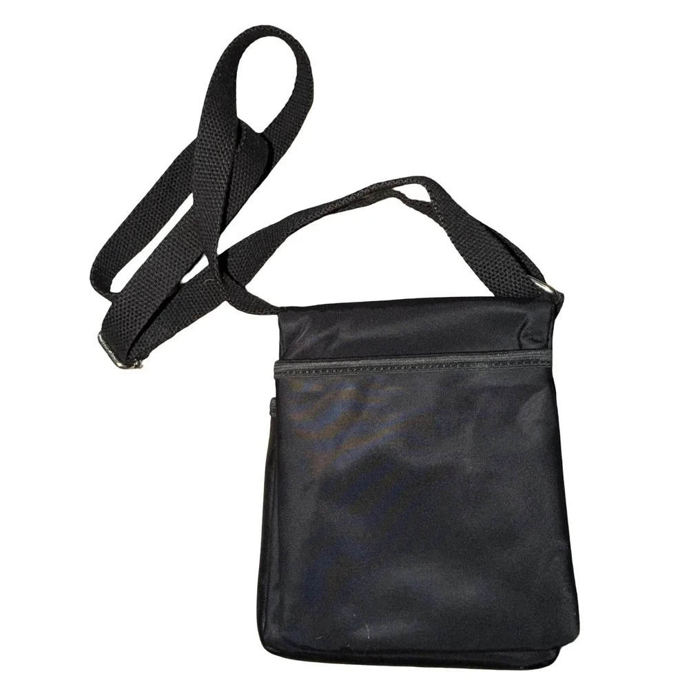 Calvin Klein Tabbie Nylon Crossbody Bag Black Mesh Front Pocket Shoulder Purse
